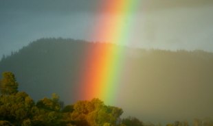 the best known natural example of colour separation through refraction is the rainbow