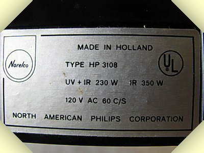the Norelco HP3108 sunlamp was a product of  the North American Philips Corporation