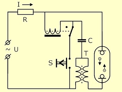 the electric diagram of an El-Vak Lucifer T375W sunlamp with inductive ignition